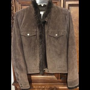 Coldwater Creek Brown Suede  /Faux Fur Trim Med